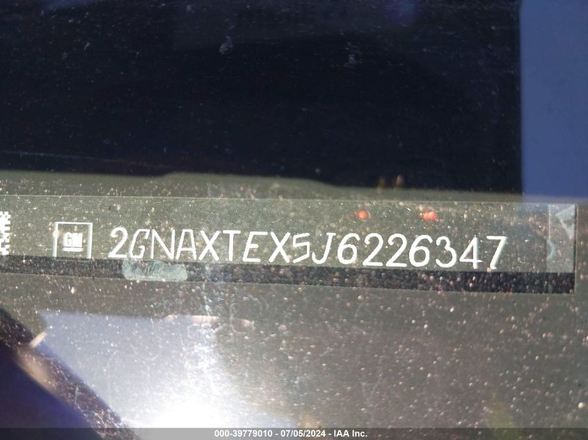 2018 Chevrolet Equinox Lt VIN: 2GNAXTEX5J6226347 Lot: 39779010