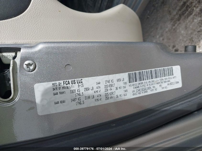 2016 Chrysler Town & Country Touring VIN: 2C4RC1BG3GR120874 Lot: 39779176