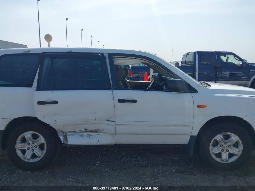 2007 Honda Pilot Lx VIN: 5FNYF28177B014273 Lot: 39779401