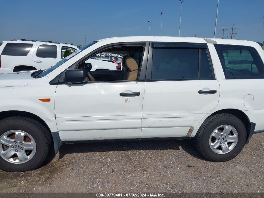 2007 Honda Pilot Lx VIN: 5FNYF28177B014273 Lot: 39779401