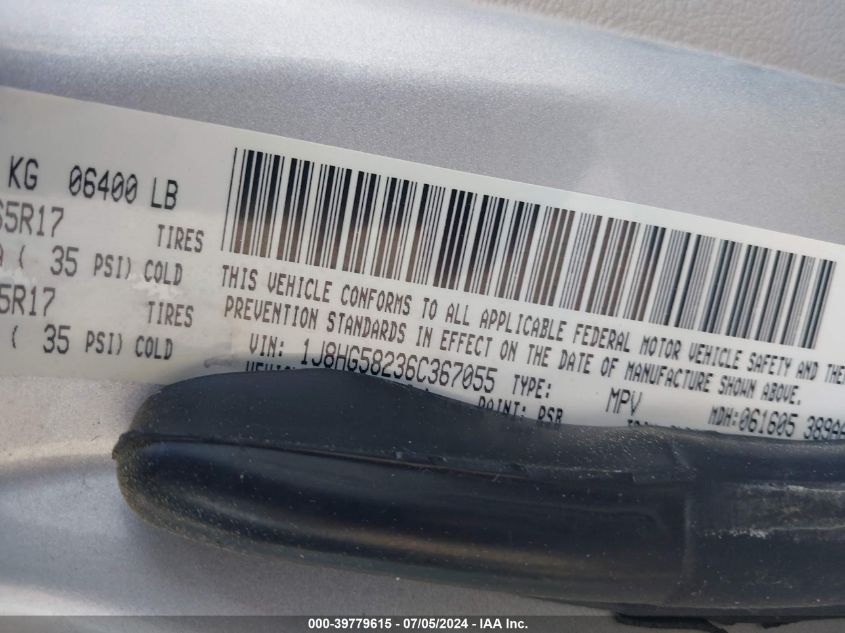 2006 Jeep Commander Limited VIN: 1J8HG58236C367055 Lot: 39779615