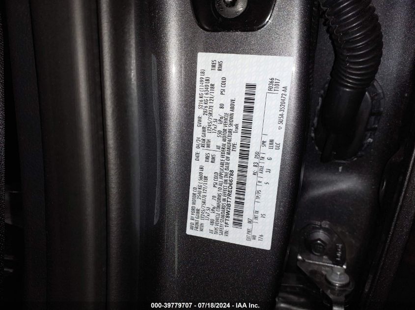 2024 Ford F-350 Xl VIN: 1FT8W3BT7RED66788 Lot: 39779707