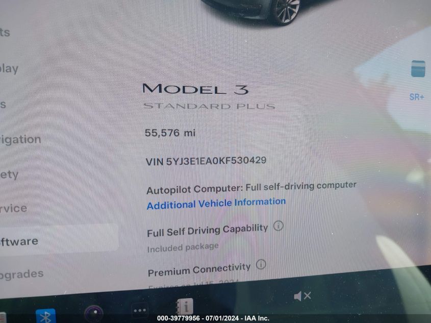 2019 Tesla Model 3 Long Range/Mid Range/Standard Range/Standard Range Plus VIN: 5YJ3E1EA0KF530429 Lot: 39779956