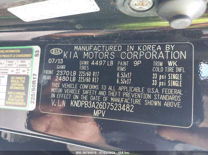 2013 KIA SPORTAGE LX - KNDPB3A26D7523482