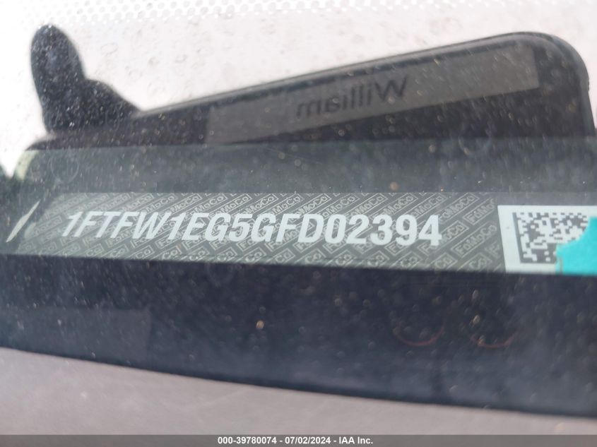 2016 Ford F-150 Xlt VIN: 1FTFW1EG5GFD02394 Lot: 39780074