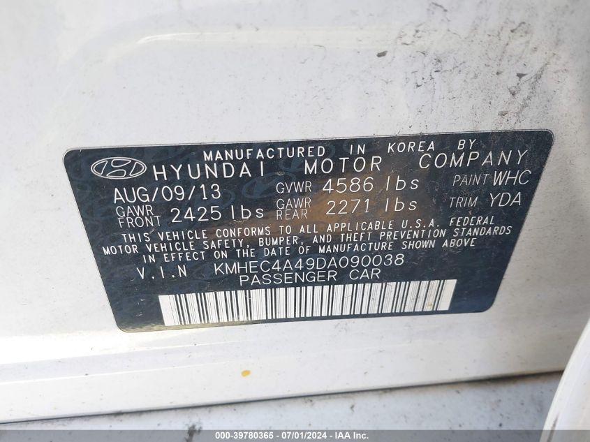 KMHEC4A49DA090038 | 2013 HYUNDAI SONATA HYBRID