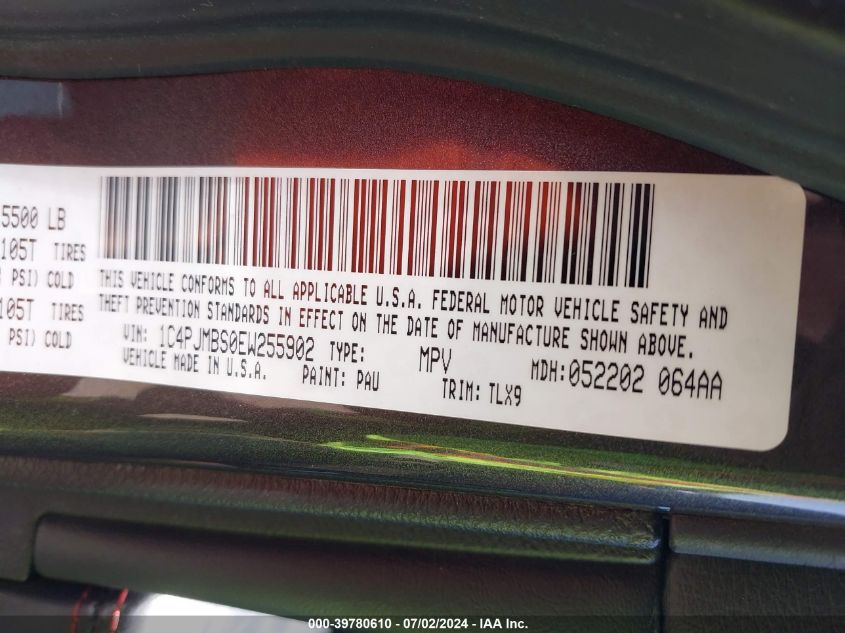 2014 Jeep Cherokee Trailhawk VIN: 1C4PJMBS0EW255902 Lot: 39780610