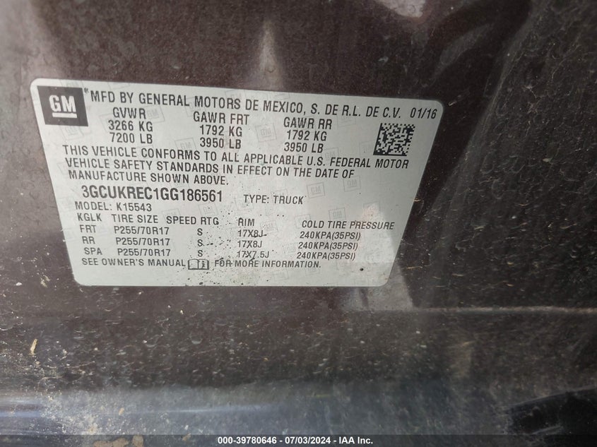 2016 CHEVROLET SILVERADO 1500 1LT - 3GCUKREC1GG186561