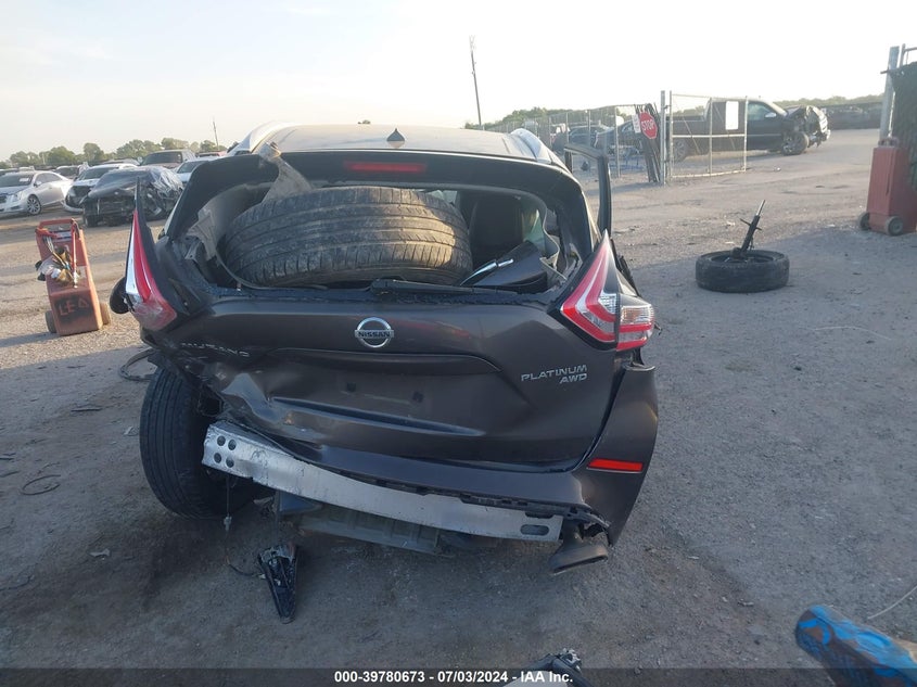 2015 Nissan Murano Platinum VIN: 5N1AZ2MH6FN206498 Lot: 39780673