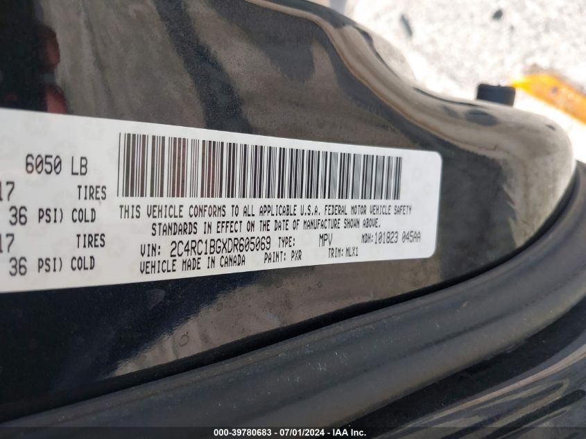 2013 Chrysler Town & Country Touring VIN: 2C4RC1BGXDR605069 Lot: 39780683