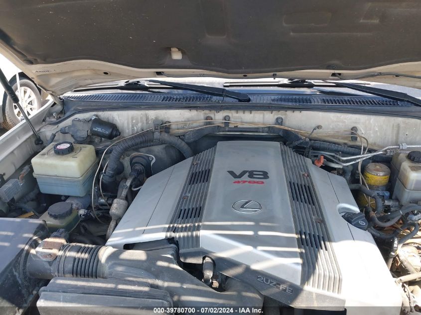 2003 Lexus Lx 470 VIN: JTJHT00W933530160 Lot: 39780700