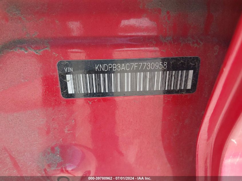 2015 Kia Sportage Lx VIN: KNDPB3AC7F7730958 Lot: 39780962