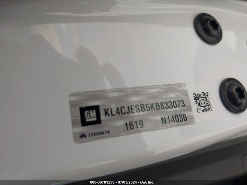 2019 Buick Encore Awd Preferred VIN: KL4CJESB5KB833073 Lot: 39781299