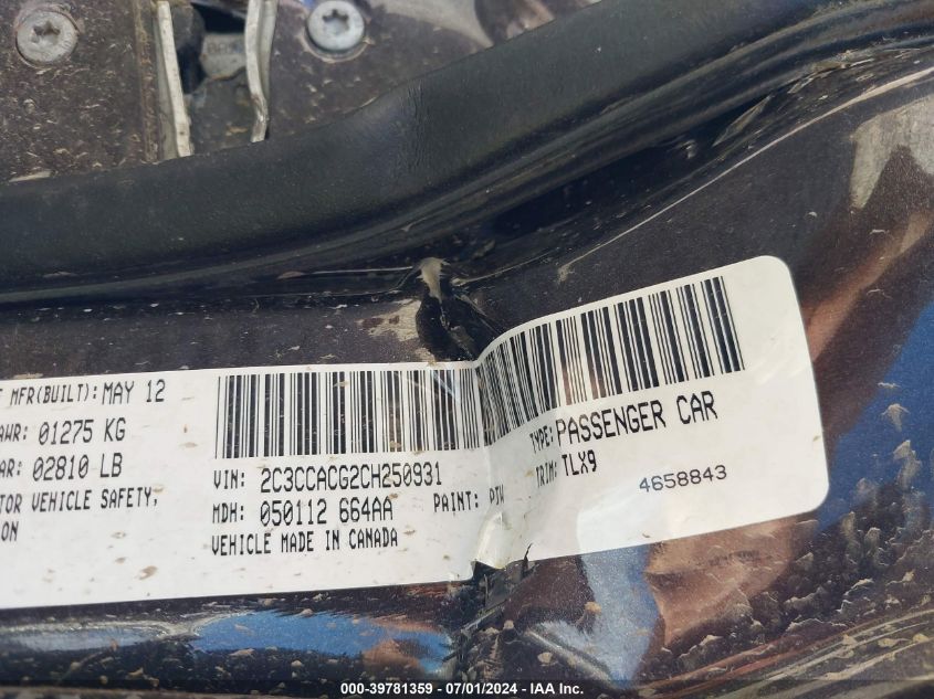 2012 Chrysler 300 Limited VIN: 2C3CCACG2CH250931 Lot: 39781359