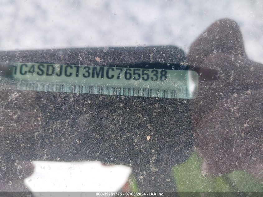 2021 Dodge Durango R/T VIN: 1C4SDJCT3MC765538 Lot: 39781775