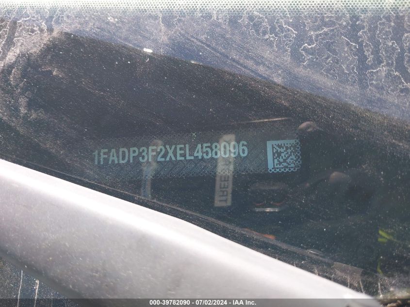 2014 Ford Focus Se VIN: 1FADP3F2XEL458096 Lot: 39782090