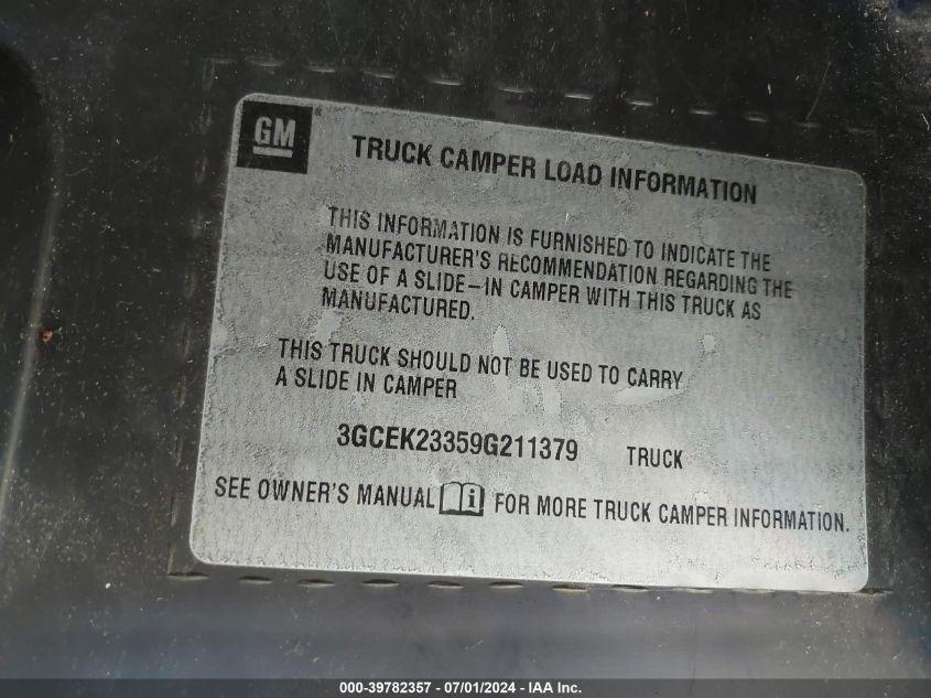2009 Chevrolet Silverado 1500 Lt VIN: 3GCEK23359G211379 Lot: 39782357