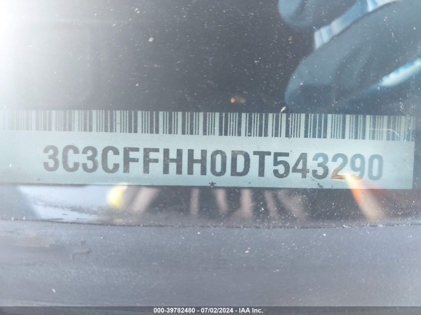 2013 Fiat 500 Turbo VIN: 3C3CFFHH0DT543290 Lot: 39782480