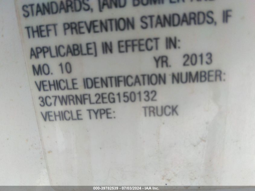 2014 Ram 5500 VIN: 3C7WRNFL2EG150132 Lot: 39782539