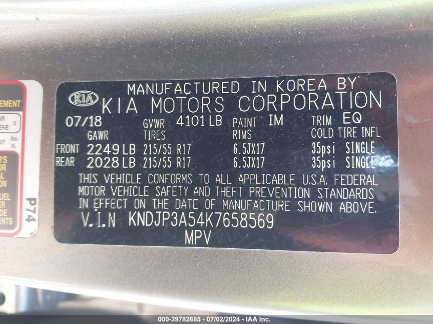 KNDJP3A54K7658569 | 2019 KIA SOUL