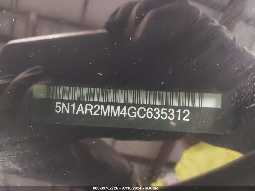 2016 Nissan Pathfinder Platinum/S/Sl/Sv VIN: 5N1AR2MM4GC635312 Lot: 39782726