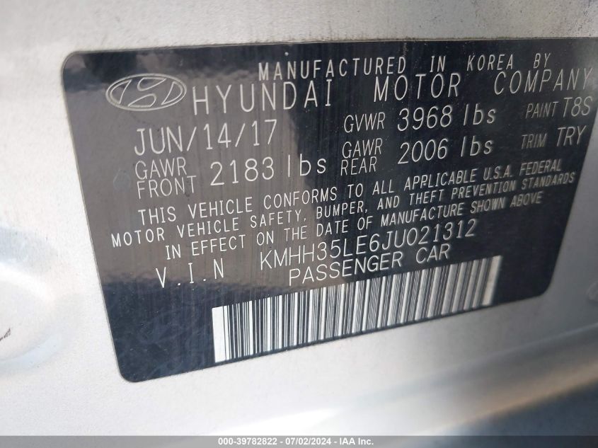 KMHH35LE6JU021312 2018 Hyundai Elantra Gt