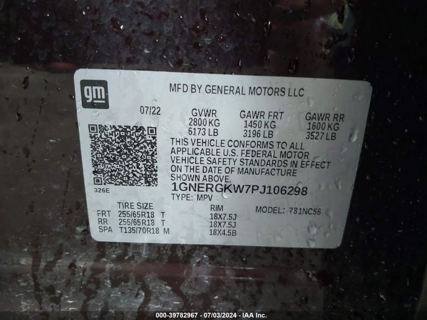 2023 CHEVROLET TRAVERSE FWD LT CLOTH - 1GNERGKW7PJ106298