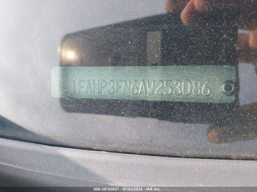 2010 Ford Focus Se VIN: 1FAHP3FN6AW253086 Lot: 39783021