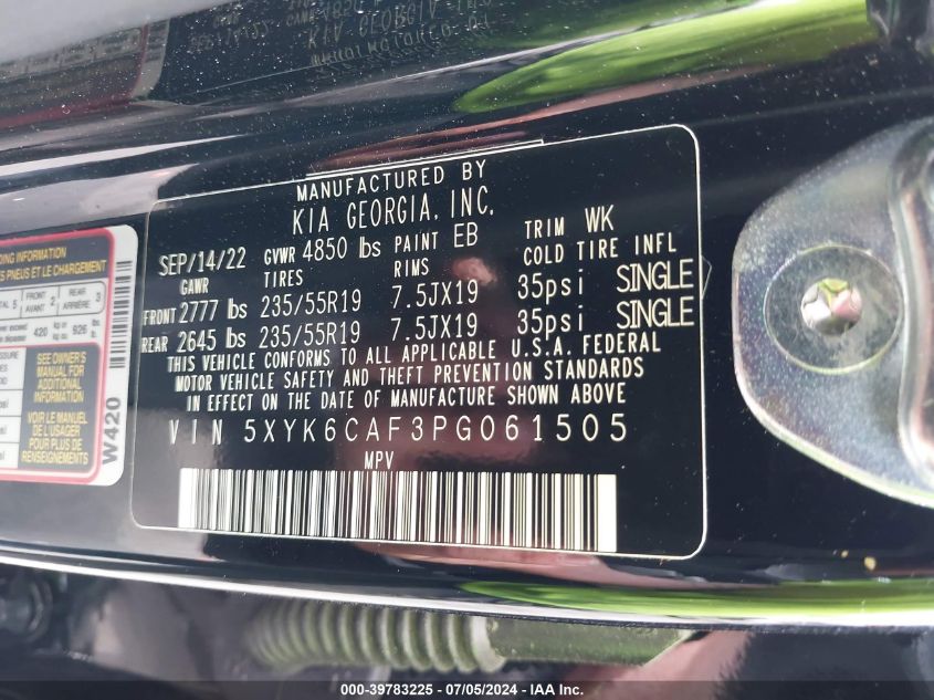 2023 Kia Sportage X-Line VIN: 5XYK6CAF3PG061505 Lot: 39783225