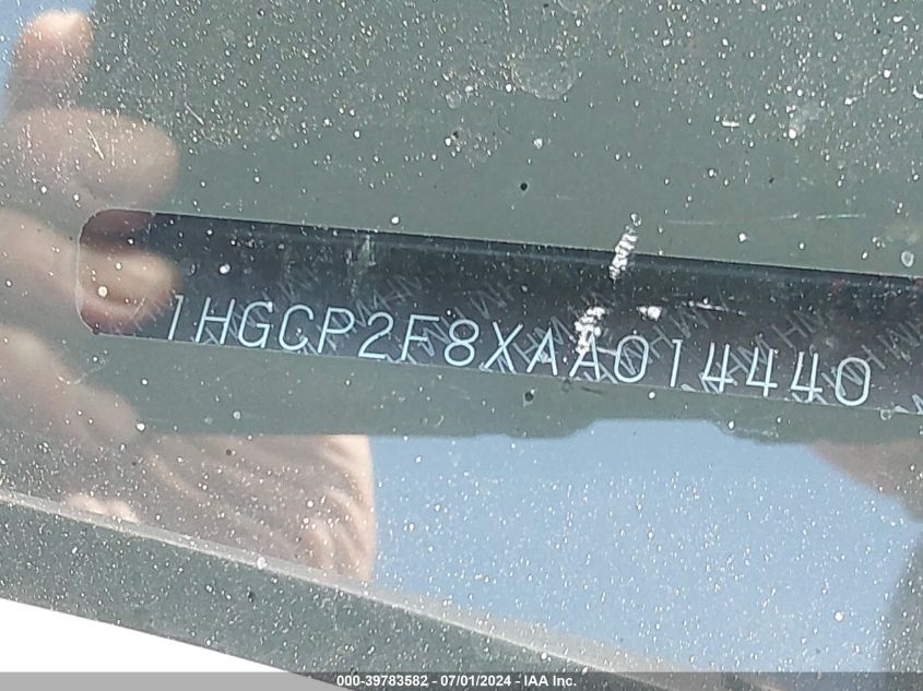 2010 Honda Accord 2.4 Ex-L VIN: 1HGCP2F8XAA014440 Lot: 39783582