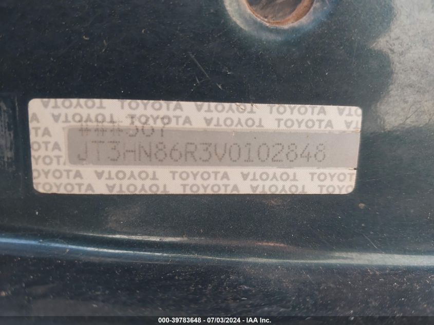 1997 Toyota 4Runner Sr5 V6 VIN: JT3HN86R3V0102848 Lot: 39783648