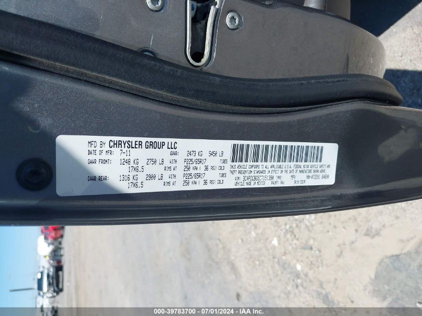 2012 Dodge Journey Sxt VIN: 3C4PDCBG5CT151390 Lot: 39783700