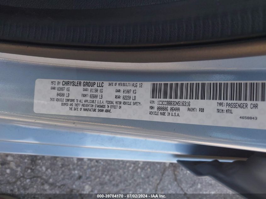 2013 CHRYSLER 200 TOURING - 1C3CCBBB3DN516316