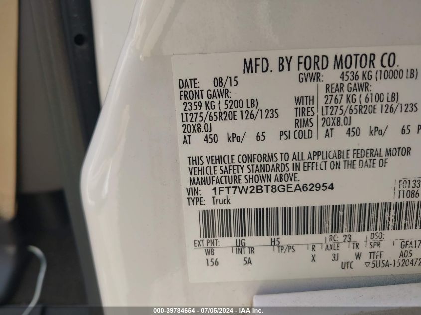 2016 FORD F-250 LARIAT - 1FT7W2BT8GEA62954