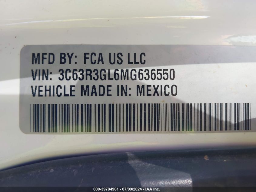 2021 Ram 3500 Tradesman VIN: 3C63R3GL6MG636550 Lot: 39784961