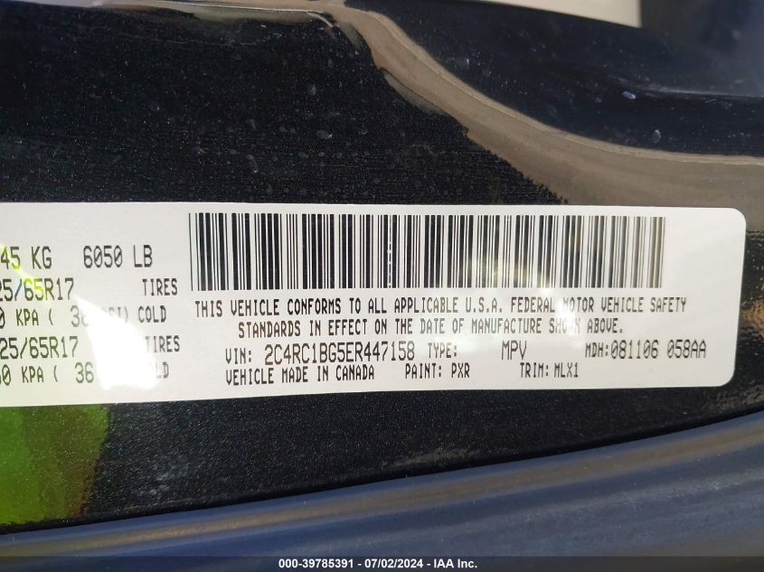2014 Chrysler Town & Country Touring VIN: 2C4RC1BG5ER447158 Lot: 39785391