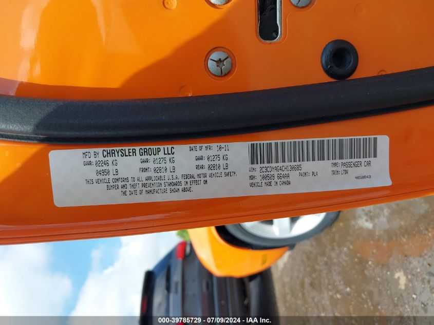 2012 Dodge Challenger Sxt VIN: 2C3CDYAG4CH130685 Lot: 39785729