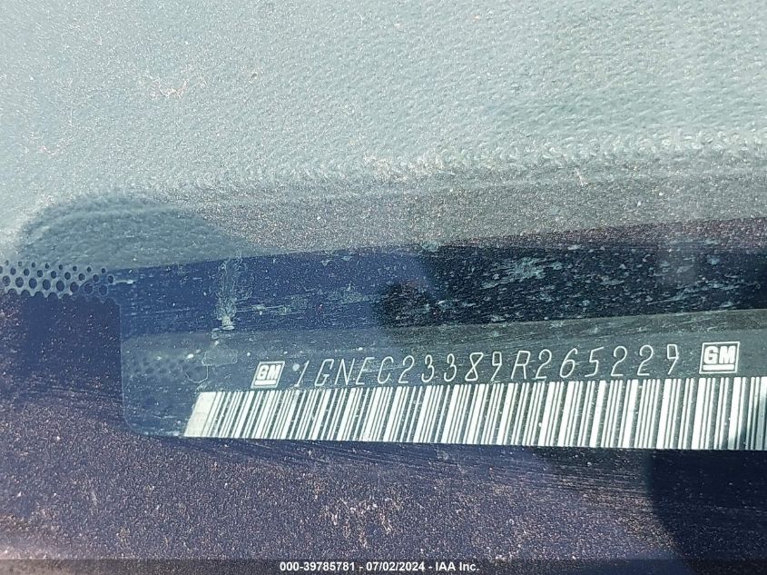 2009 Chevrolet Tahoe Lt1 VIN: 1GNEC23389R265229 Lot: 39785781