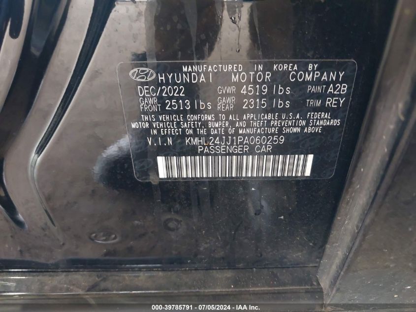 KMHL24JJ1PA060259 2023 Hyundai Sonata Hybrid Blue