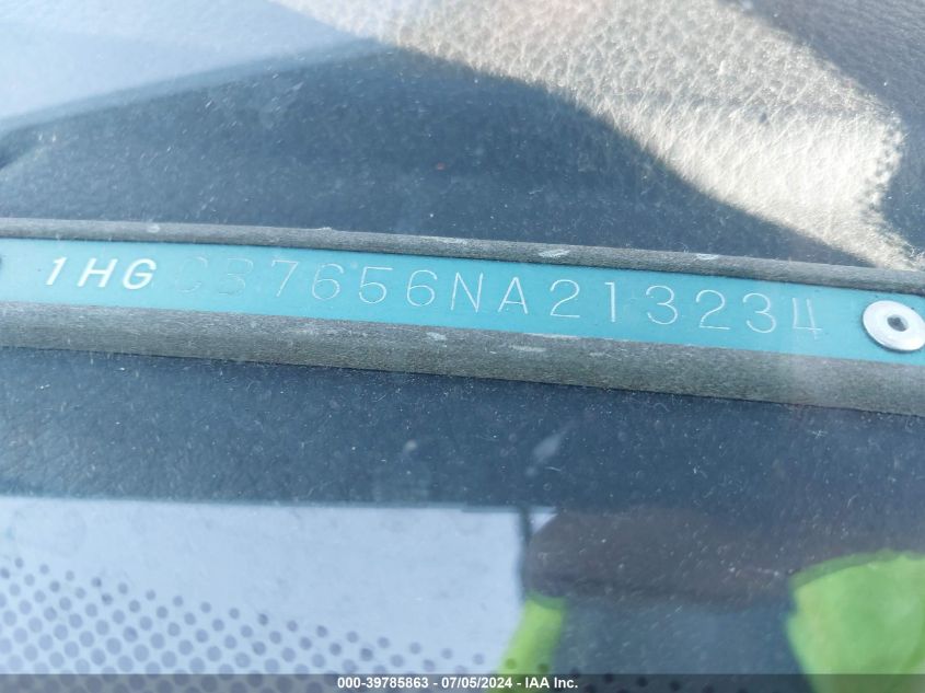 1992 Honda Accord Lx VIN: 1HGCB7656NA213234 Lot: 39785863