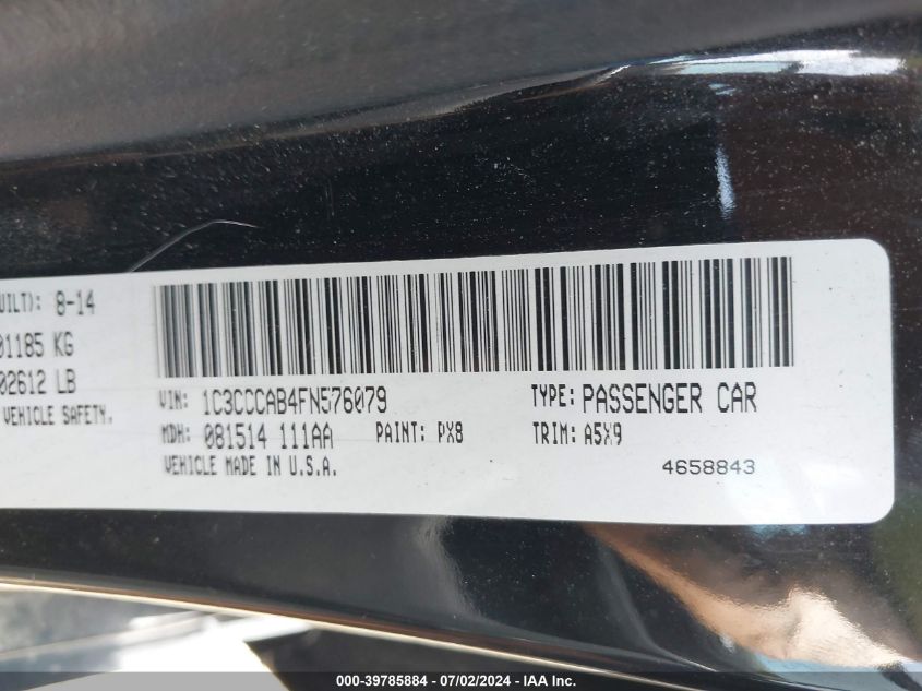 2015 CHRYSLER 200 LIMITED - 1C3CCCAB4FN576079