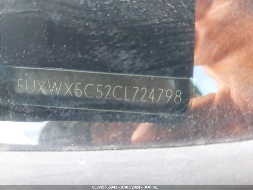 2012 BMW X3 xDrive28I VIN: 5UXWX5C52CL724798 Lot: 39785943