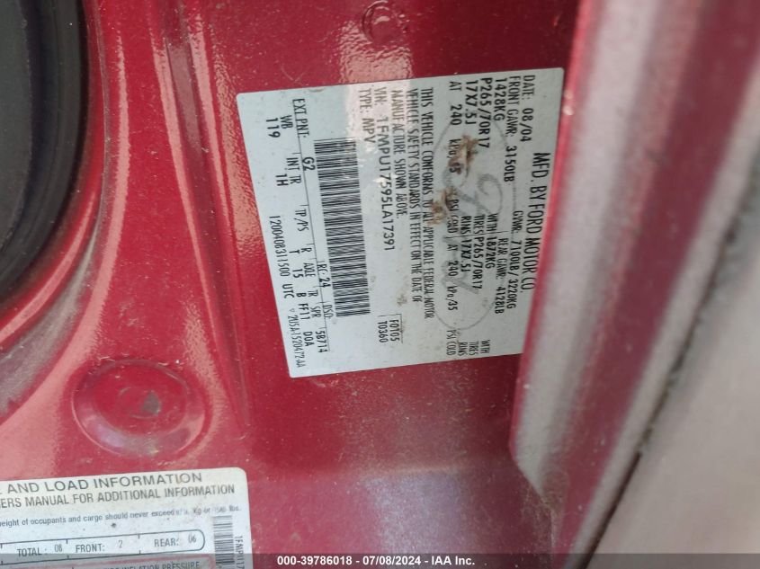 2005 Ford Expedition Eddie Bauer/King Ranch VIN: 1FMPU17595LA17391 Lot: 39786018