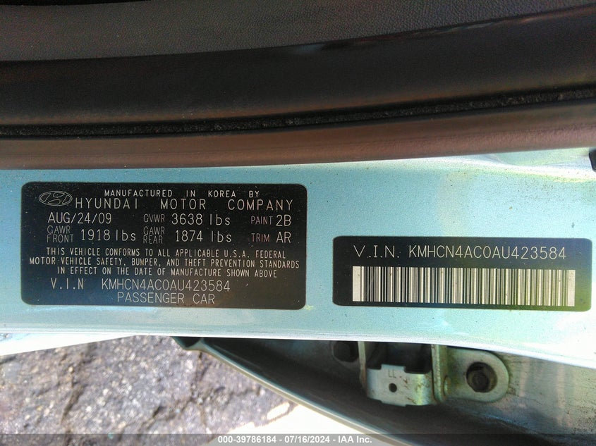 2010 Hyundai Accent Gls VIN: KMHCN4AC0AU423584 Lot: 39786184