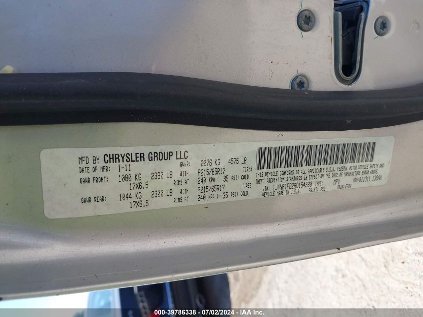 2011 Jeep Compass VIN: 1J4NF1FB2BD154380 Lot: 39786338