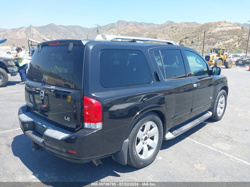 2008 Nissan Armada Le VIN: 5N1BA08D68N627373 Lot: 39786795