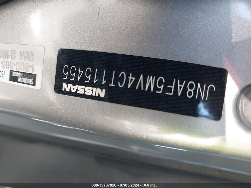 2012 Nissan Juke S/Sv/Sl VIN: JN8AF5MV4CT115455 Lot: 39787026