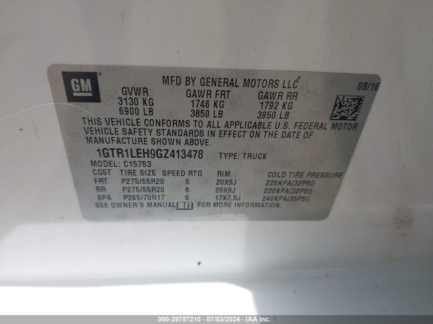 1GTR1LEH9GZ413478 2016 GMC Sierra 1500