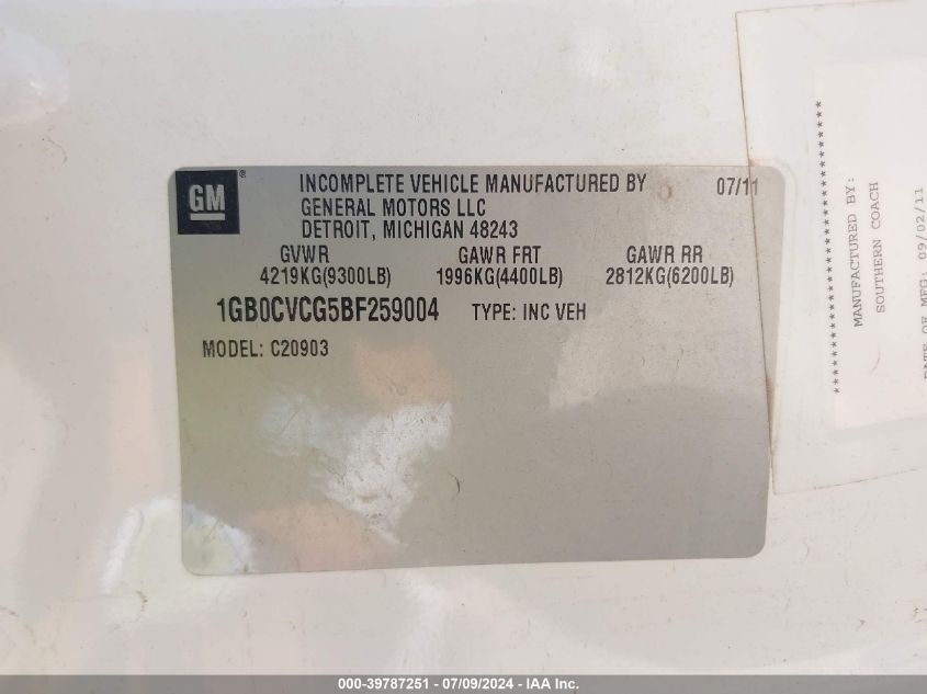 2011 Chevrolet Silverado C2500 Heavy Duty VIN: 1GB0CVCG5BF259004 Lot: 39787251