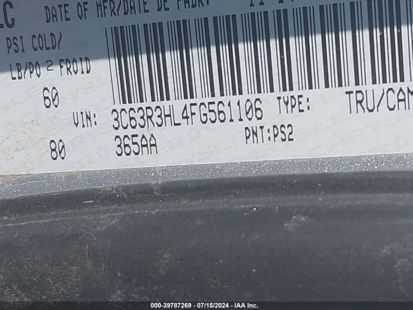2015 Ram 3500 Slt VIN: 3C63R3HL4FG561106 Lot: 39787269